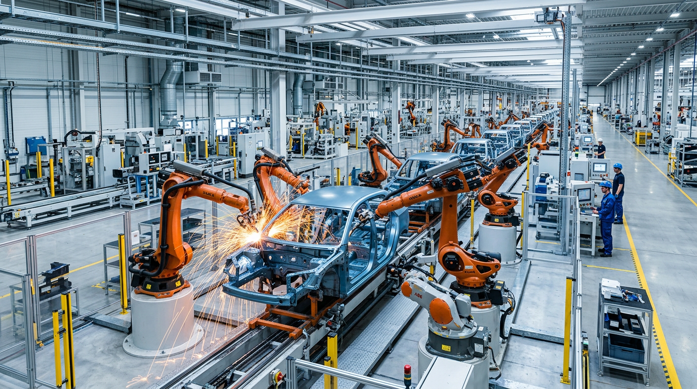 Automotive assembly line with robotic welding