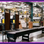 A typical SME manufacturing shop floor with Krauss Maffei injection molding machines and conveyor belts, representing the starting point for an ADMA digital maturity scan.